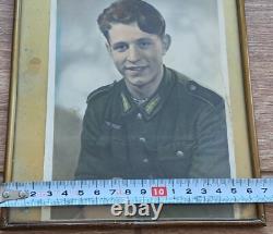 WW2 GERMAN ORIGINAL wehrmacht Beautiful photo of a young soldier + DRGM frame
