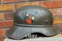 WW2 GERMAN Original Luftschutz GLADIATOR helmet used by Bulgarian Army, decal 3