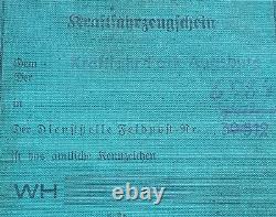 WW2 GERMAN Original WEHRMACHT 1943 DRIVERS LICENSE KRAFTFAHRZEUGSCHEIN RARE