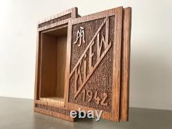 WW2 German 1942 Kiew POW Soldier Oak Box Cigarette Case Handmade Trench Art