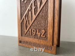 WW2 German 1942 Kiew POW Soldier Oak Box Cigarette Case Handmade Trench Art