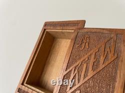 WW2 German 1942 Kiew POW Soldier Oak Box Cigarette Case Handmade Trench Art