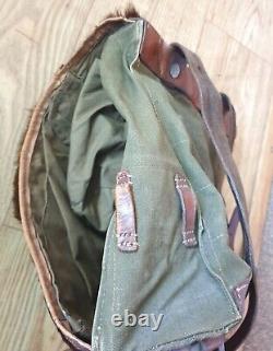 WW2 German Army M. 39 Fur Backpack with Original Leather Straps Found in Normandy