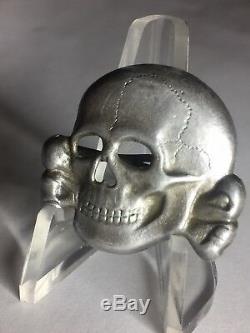 WW2 German Cap Badge Metal Totenkopf Skull Insignia Original