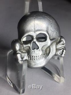 WW2 German Cap Badge Metal Totenkopf Skull Insignia Original