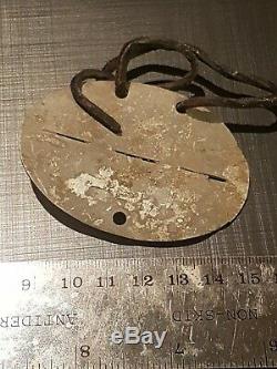 WW2 German Dog tag ID with rare original leather necklace. Stalingrad 1943 WWII
