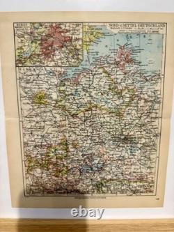 WW2 German Framed Map Rare Original'NORD-u. MITTEL-DEUTSCHLAND