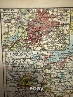 WW2 German Framed Map Rare Original'NORD-u. MITTEL-DEUTSCHLAND