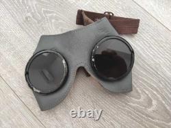 WW2 German Goggles Wehrmacht Military Protective Glasses Panzer Kradmelder Pouch