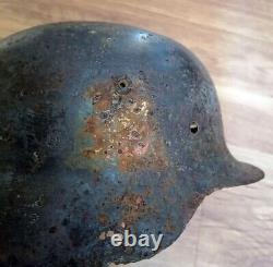 WW2 German Helmet M35/40 Combat sniper damage Original Wehrmacht WWII