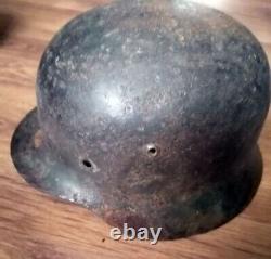 WW2 German Helmet M35/40 Combat sniper damage Original Wehrmacht WWII