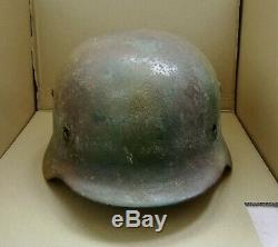 WW2 German Helmet M35/64 Repaint Normandie Camo Wehrmacht Original Dug relic