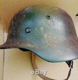 WW2 German Helmet M35/64 Repaint Normandie Camo Wehrmacht Original Dug relic
