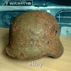 WW2 German Helmet M40/64 Camo green apple Original Wehrmacht WWII