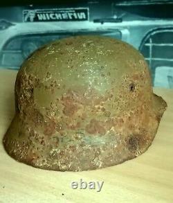 WW2 German Helmet M40/64 Camo green apple Original Wehrmacht WWII