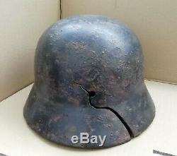 WW2 German Helmet M40 64 Combat damage Original Wehrmacht Dug relic