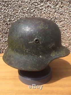 WW2 German Helmet Original With Liner In Green Camo