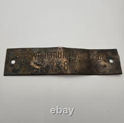 WW2 German Kriegsmarine Gewehrmunitionskammer Brass Sign Plate III 8.4 Original