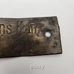WW2 German Kriegsmarine Gewehrmunitionskammer Brass Sign Plate III 8.4 Original