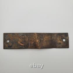 WW2 German Kriegsmarine Gewehrmunitionskammer Brass Sign Plate III 8.4 Original