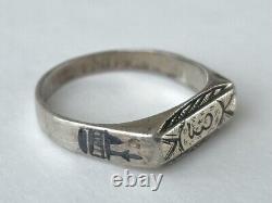 WW2 German LIBYA DAK Afrikakorps Silver Souvenir Ring North Africa Campaign