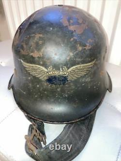 WW2 German Luftschutz Gladiator Steel Helmet Original Leather Strap And Liner