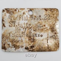 WW2 German Luftwaffe Flak Regt 22 Effects Tag Nr72 Doberitz Aluminum Original
