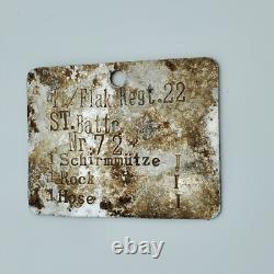 WW2 German Luftwaffe Flak Regt 22 Effects Tag Nr72 Doberitz Aluminum Original