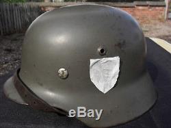 WW2 German M35 Army Helmet ET64 4056 With Original Paint, Decal, Liner & Strap