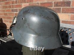 WW2 German M35 Luftwaffe Helmet Quist Q62 4588 With Original Paint Liner Strap