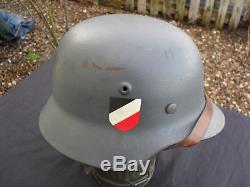 WW2 German M40 Luftwaffe DD Helmet SE62 1496 With Original Liner & Chin Strap