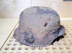 WW2 German M42 Helmet Relic Courland Pocket Uncleaned Paint Remains #147