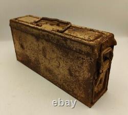 WW2 German MG34 MG42 Metal Tan Ammo Box Wehrmacht LW Original Relic Barn find