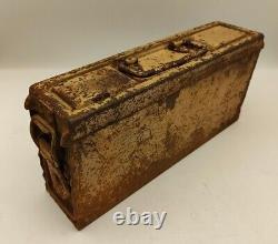 WW2 German MG34 MG42 Metal Tan Ammo Box Wehrmacht LW Original Relic Barn find