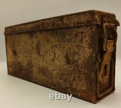 WW2 German MG34 MG42 Metal Tan Ammo Box Wehrmacht LW Original Relic Barn find