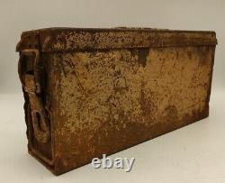 WW2 German MG34 MG42 Metal Tan Ammo Box Wehrmacht LW Original Relic Barn find