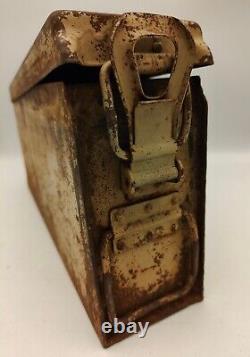 WW2 German MG34 MG42 Metal Tan Ammo Box Wehrmacht LW Original Relic Barn find