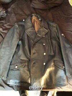 WW2 German Original Elite / State Officers Leather Jacket With Hidden Pocket. XL