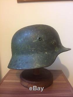 WW2 German Original Helmet Green Camo