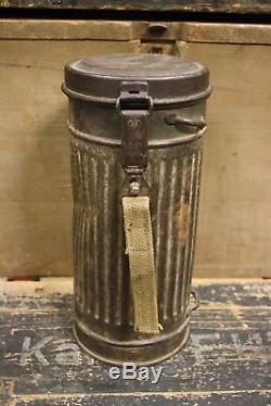 WW2 German Original Wehrmacht Gas Mask Cannister Container Box 1940 Winter Camo