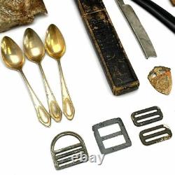 WW2 German Relics Belt Buckle Spoons Solingen Shaving Razor Pin Buttons
