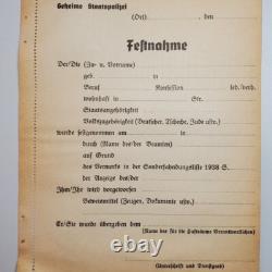WW2 German Secret Police small printed Ticket arrest paperwork blank Original