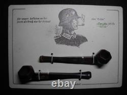 WW2 German Wehrmacht Heer smoking pipes X2 & card VERY RARE
