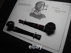 WW2 German Wehrmacht Heer smoking pipes X2 & card VERY RARE