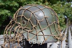 WW2 German ex-SD Heer M42 Helmet Camouflage with Net Original Wehrmacht RARE