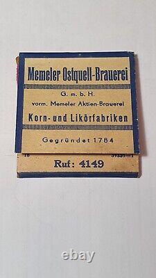 WW2 German original matches Special limited edition for Memel liquor factory