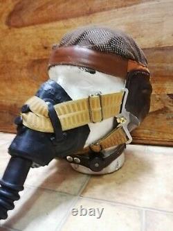 WW2 Luftwaffe Lkp N 101 Flying Helmet / Throat Mic Reproduction german pilot raf