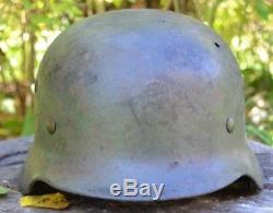 WW2 M35 NS-66 German Camo Combat Helmet Original with liner and decal