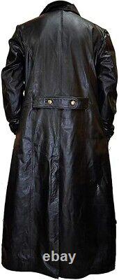 WW2 Men's General Long Black German Naval Leather CoatUS Air Force Pilot Real Es