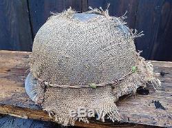 Ww2 Original German Combat Helmet With Decal, And Hessian Cover